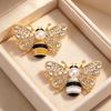 Sparkling Rhinestone Bee Brooch Faux Pearl Gold Plated Vintage Scarf Pin for Women Outdoor Picnic Wear Gift for Friend