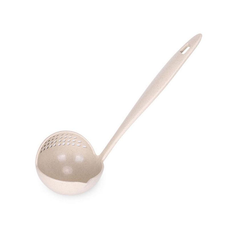New Type Soup Spoon, Long Handle, Kitchen Filter, Solid Color Cooking Coriander, Kitchen Spoon, Plastic Tableware, Soup Spoon Leaking Spoon Two In One