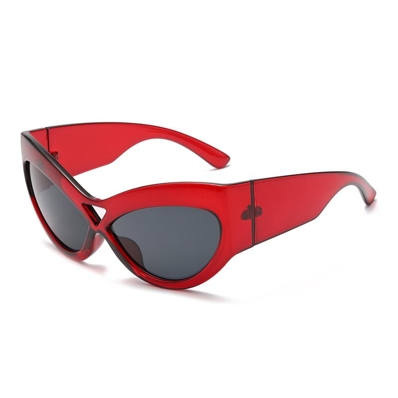 New Large Frame Cat Eye Sunglasses Women Fashion Retro UV400 Protection Oversized Mirror Lens Sun Glasses