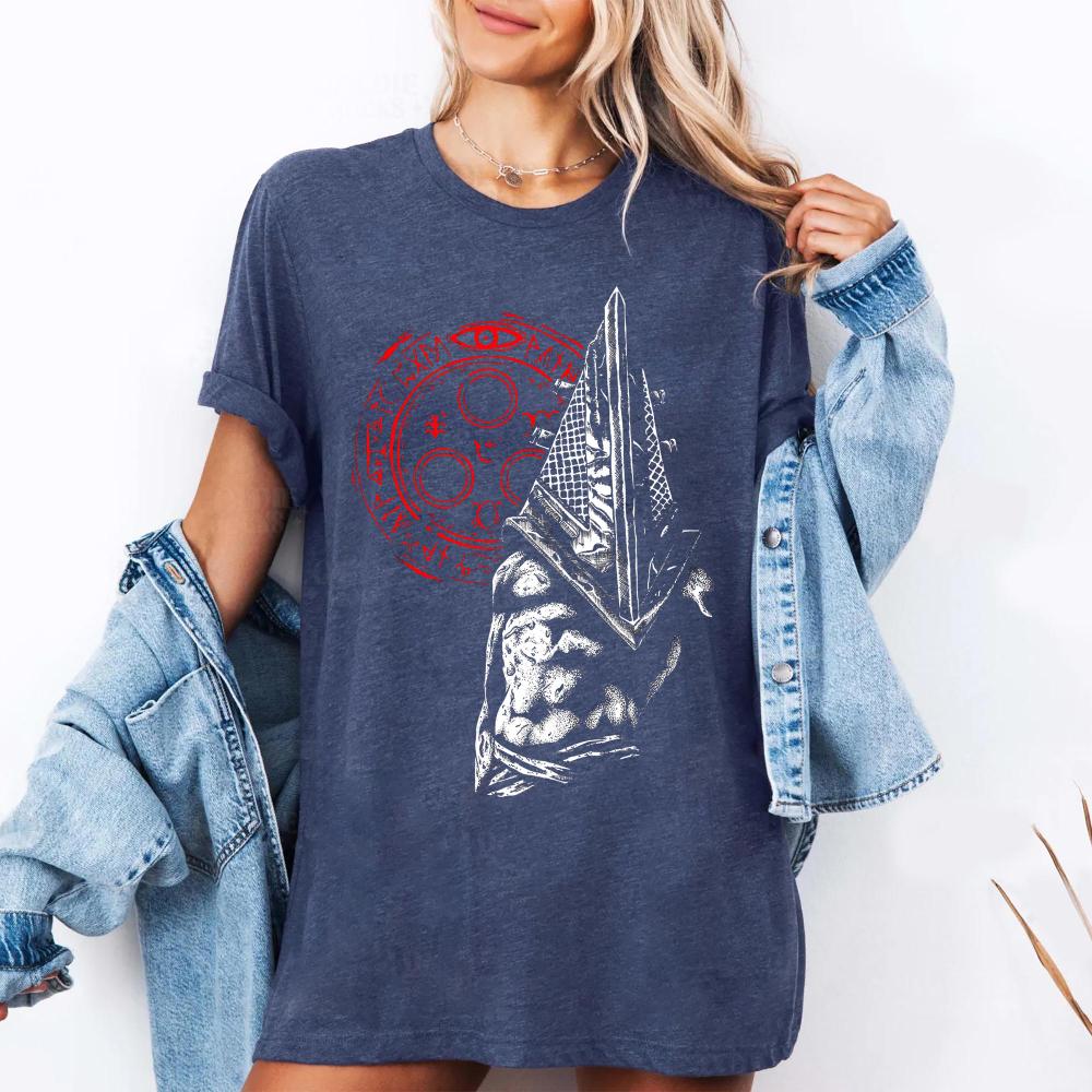 Vintage Silent Hill 2 Shirt Distressed Pyramid Head Tee Gamer Gift TShirt Short Sleeve Unisex Women AllSeason