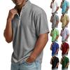 Men's Half-zip T-shirt, Corduroy Short-sleeved Shirt, Summer Loose Casual Color Top