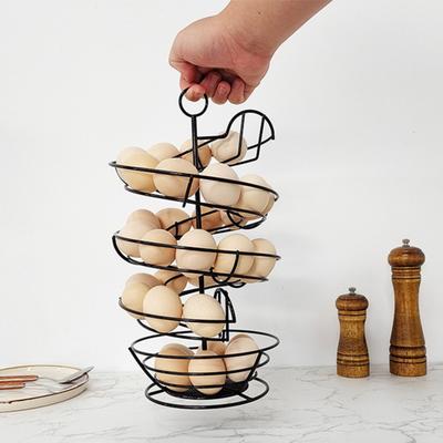 Yousheng Spiral-Eierhalter Küchenarbeitsplatte Frische-Eier-Aufbewahrungsregal Robuster Metall-Eierorganisator Skelter-Spender mit Aufbewahrungskorb