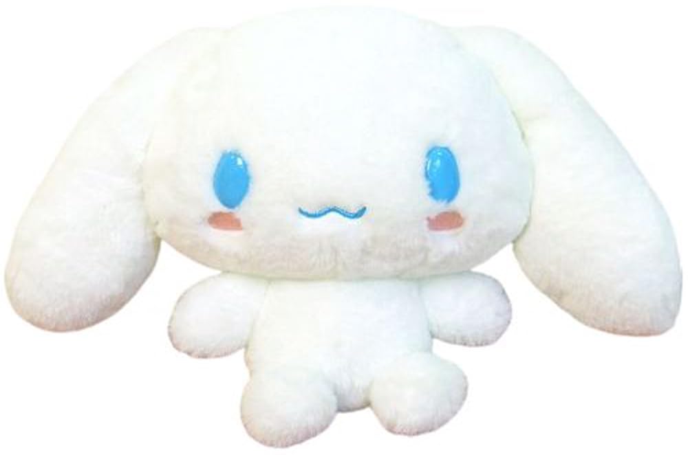 Nakajima Corporation Fluffy Cinnamoroll Small White Plush Sanrio Toy, H17xW29xD11cm, Cinnamon, Gift, 143112-20