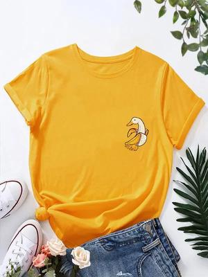 Funny Banana Duck Print T Shirt Women Short Sleeve O Neck Loose Tshirt Summer Women Tee Shirt Tops Clothes Camisetas Mujer