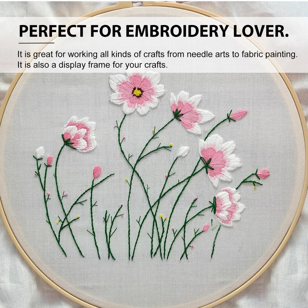 1Pcs 20Cm Bamboo Embroidery Hoop Perfect for Handmade Stitching Projects DIY Wall Decor Cross Beginner Craft Kit