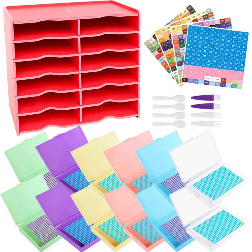 12 Pc Diamond Painting Tools Art Tray With Shelf Kit New Diamond Tray Keep Diamonds Neatly Arranged Diamond Painting Accessories