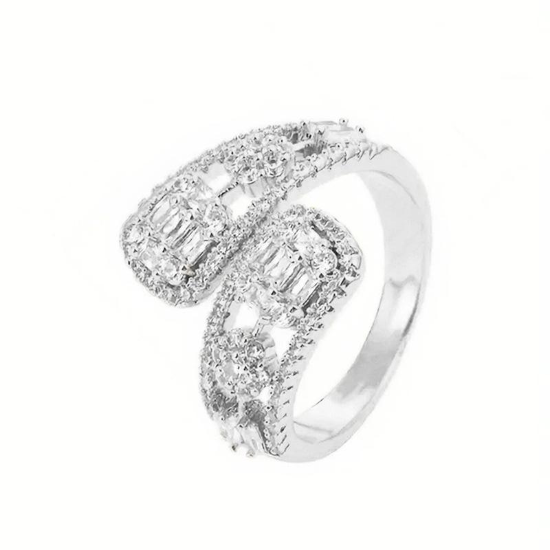Open Ring Female, Adjustable Micro-Inlaid Zircon Ring Chic Style Fashion