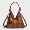 Handwoven Patchwork Bag Large Capacity Commuter Bucket Bag 2025 New Style High-end Versatile Shoulder Crossbody Bag