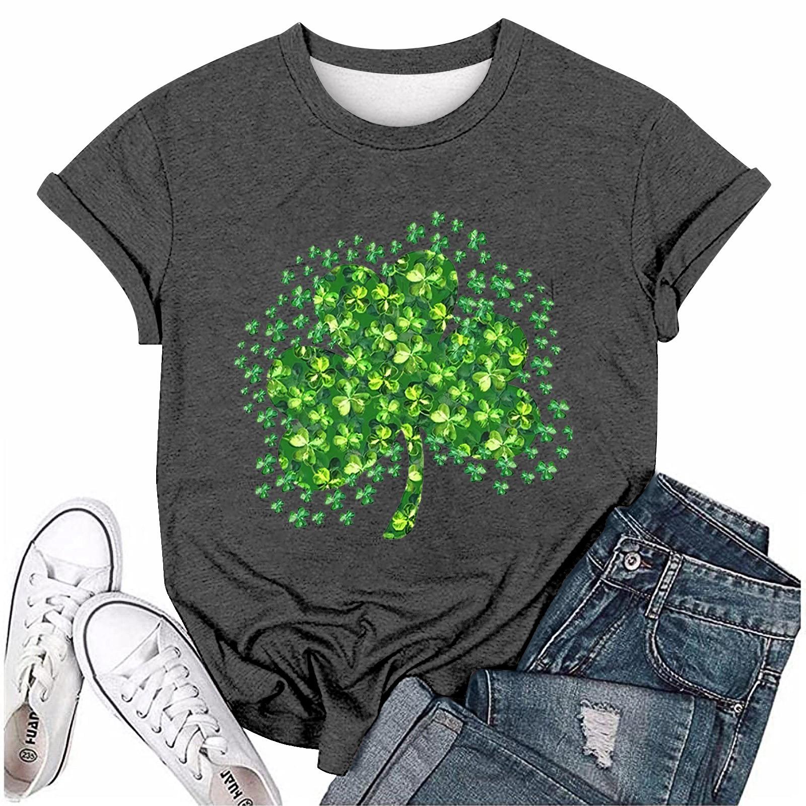 

Женская повседневная футболка с принтом ко Дню Святого Патрика, круглый вырез, пуловер, короткий рукав, топ XXXL чёрный