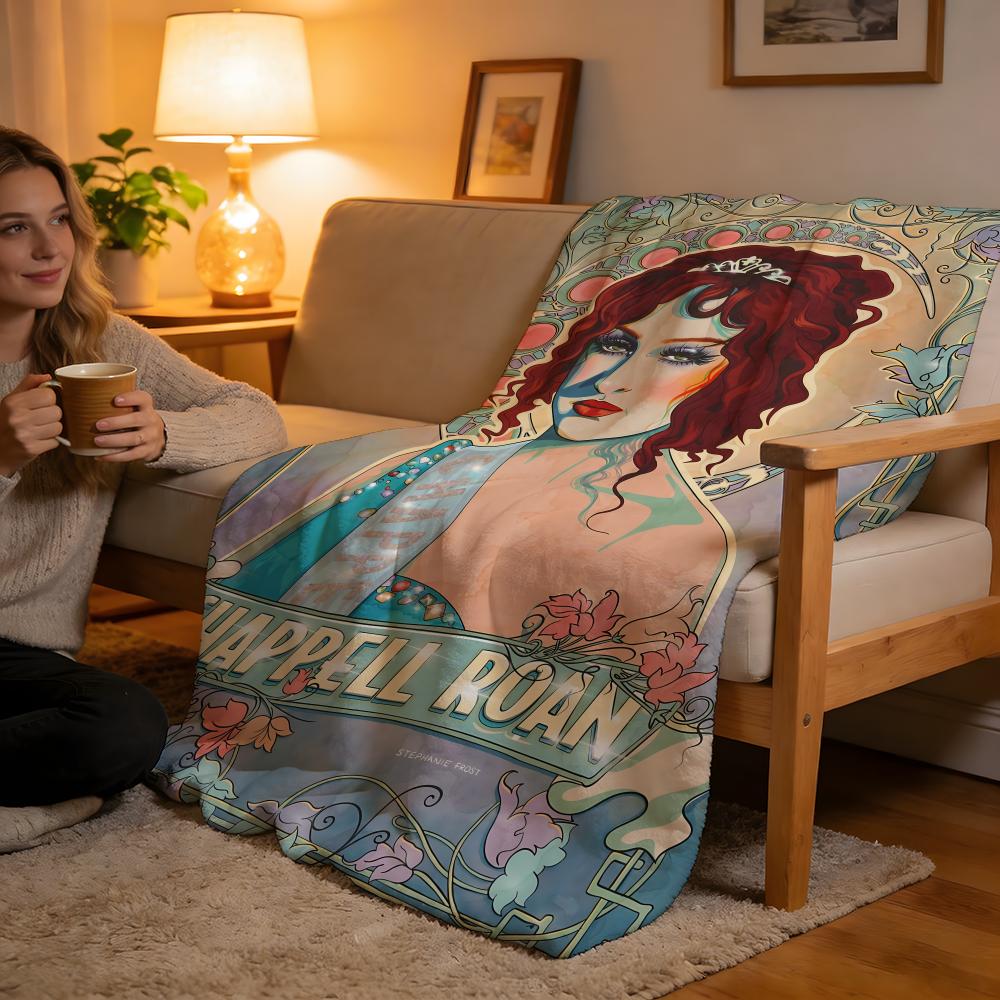Throw High-Density Short Plush Blanket For Sofa Nap Air-Conditioned Room Soft Skin-Friendly Singer C-Chappell R-Roan 75x90cm