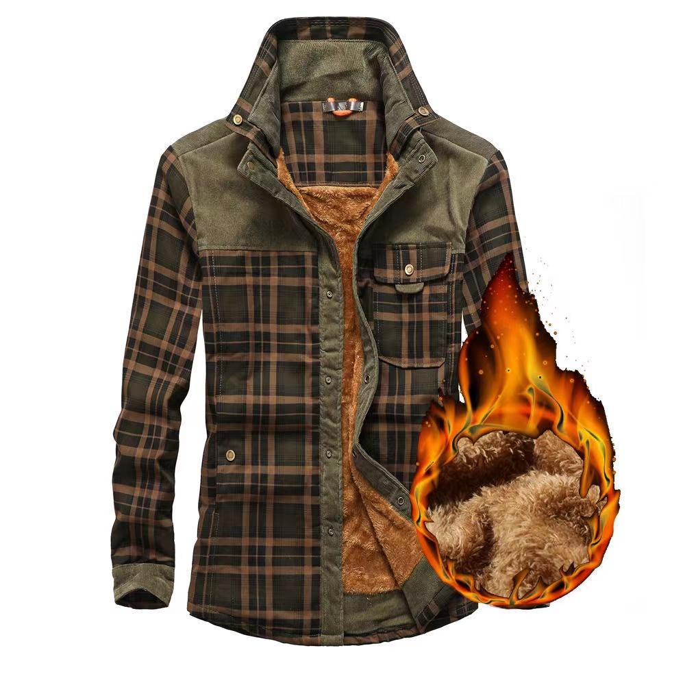 

Мужские осенне-зимние повседневные толстые теплые рубашки Camisa Masculina Chemise Homme мужские шерстяные флисовые пальто в стиле милитаркоати M
