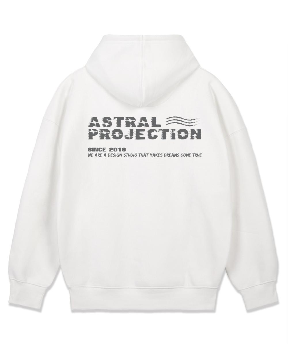 Astral Projection Army Lettering Oversized Wide Shoulder Hoodie_White L