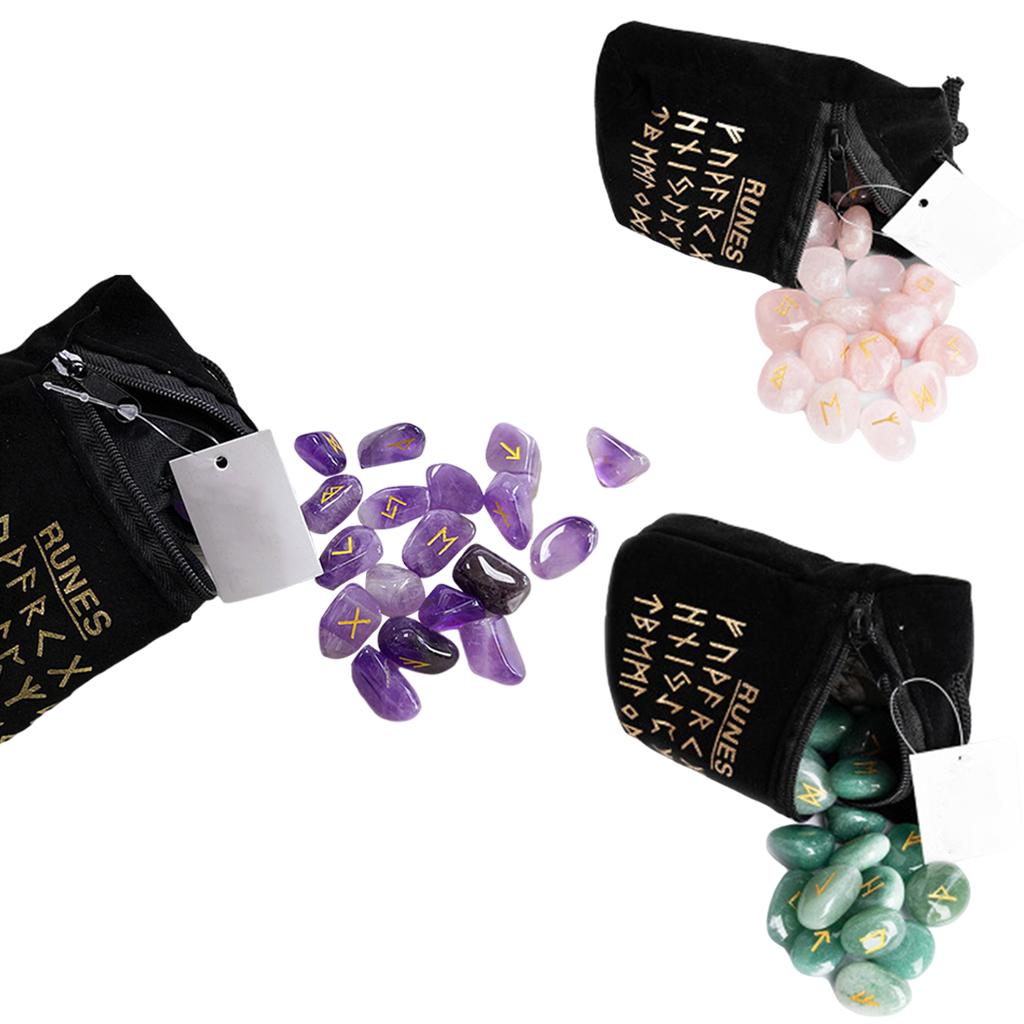 25Pcs Natural Rune Stones Divination Fortune-telling Rune Stone Freedom Pendant Decor