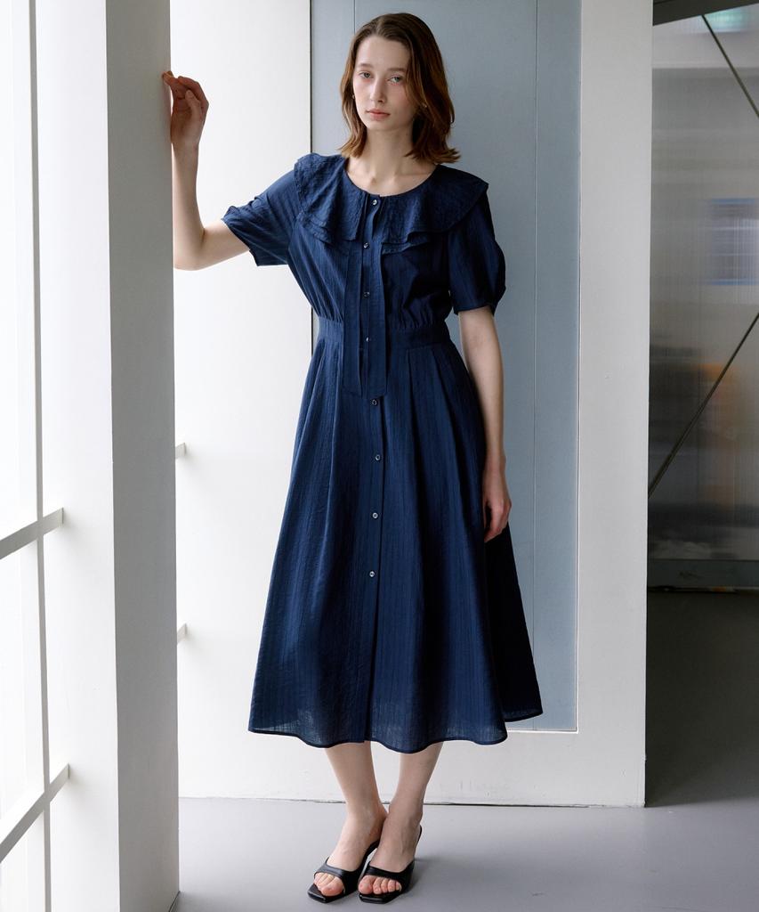 Ollibeudeollibeu Double Ruffle Neck Collar Dress Ow6Xo5540