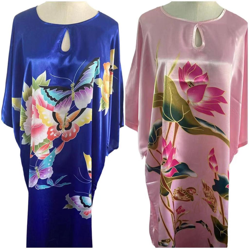Plus Size Silk Qipao Pajama Robe & Tang Suit Bathrobe