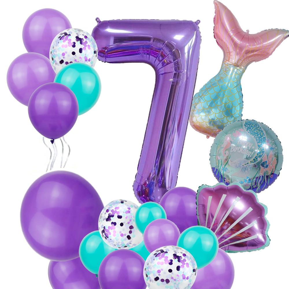 Masson Mermaid 40 Inch Purple Large Digital Aluminum Film Balloon Package Latex Balloon