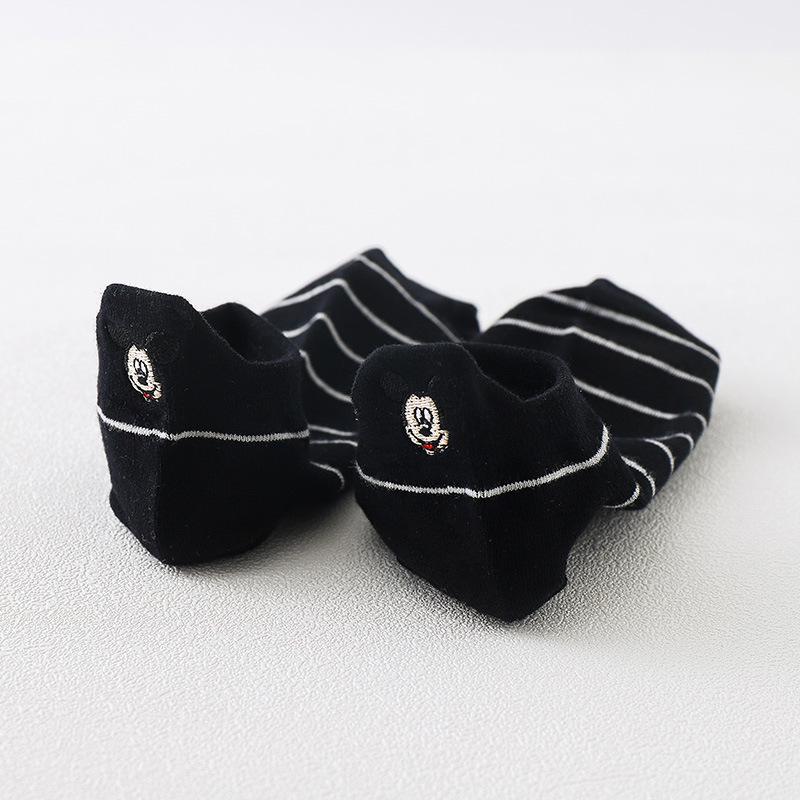 Damen Unsichtbare Dünne Low-Cut Socken - Mickey Cartoon Schwarz & Weiß