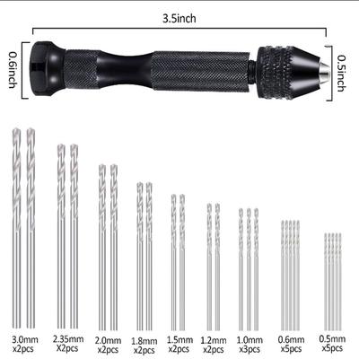 37pieces Hand Drill Tool Set With Pin Vise Hand Drill Mini Twist Drill Bits Bench Vice For DIY Jewelry Making Craft Carving (0.3-1.2 Mm)