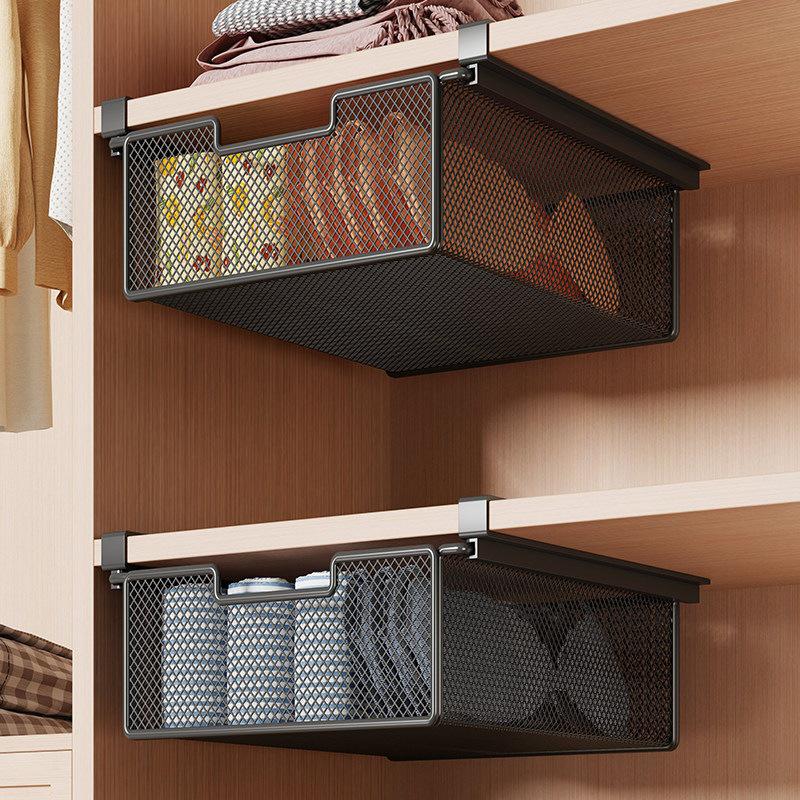Wardrobe Hanging Shelf: No-Drill Wall-Mounted Storage Rack for Cabinet or Underwear Organization