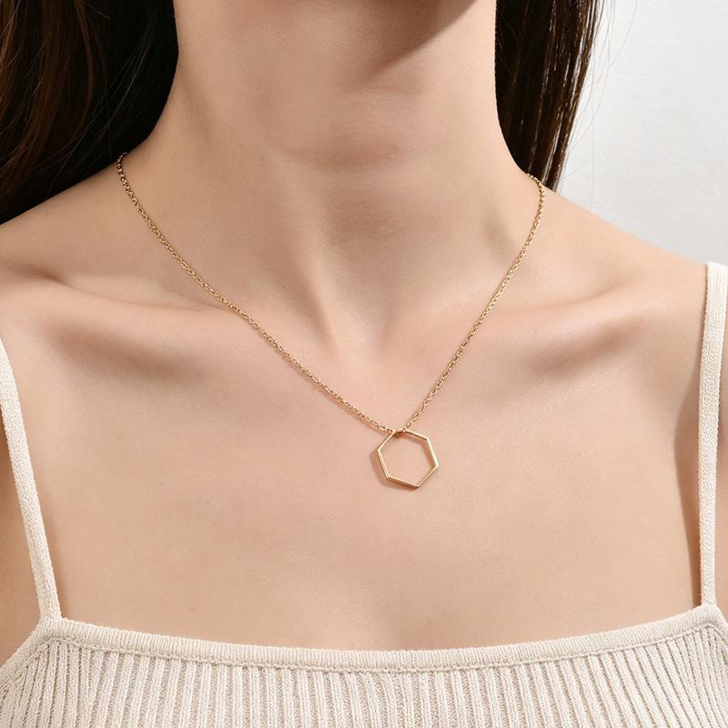 Hexagon Necklace for Women, Elegant Clavicle Chain, Minimalist Design, Versatile Layering Accessory