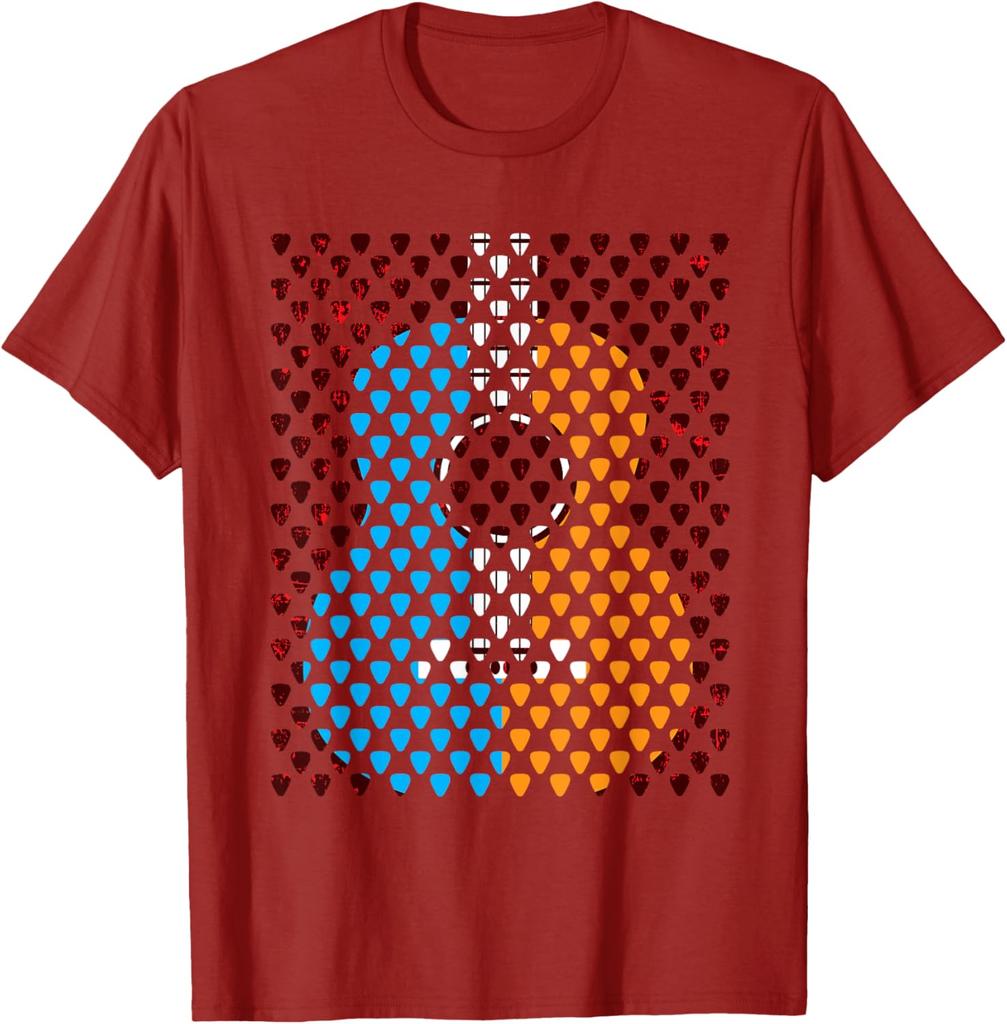 Guitar Pick Yin Yang Acoustic Guitar Graphic Tee Casual Short Sleeve TShirt
