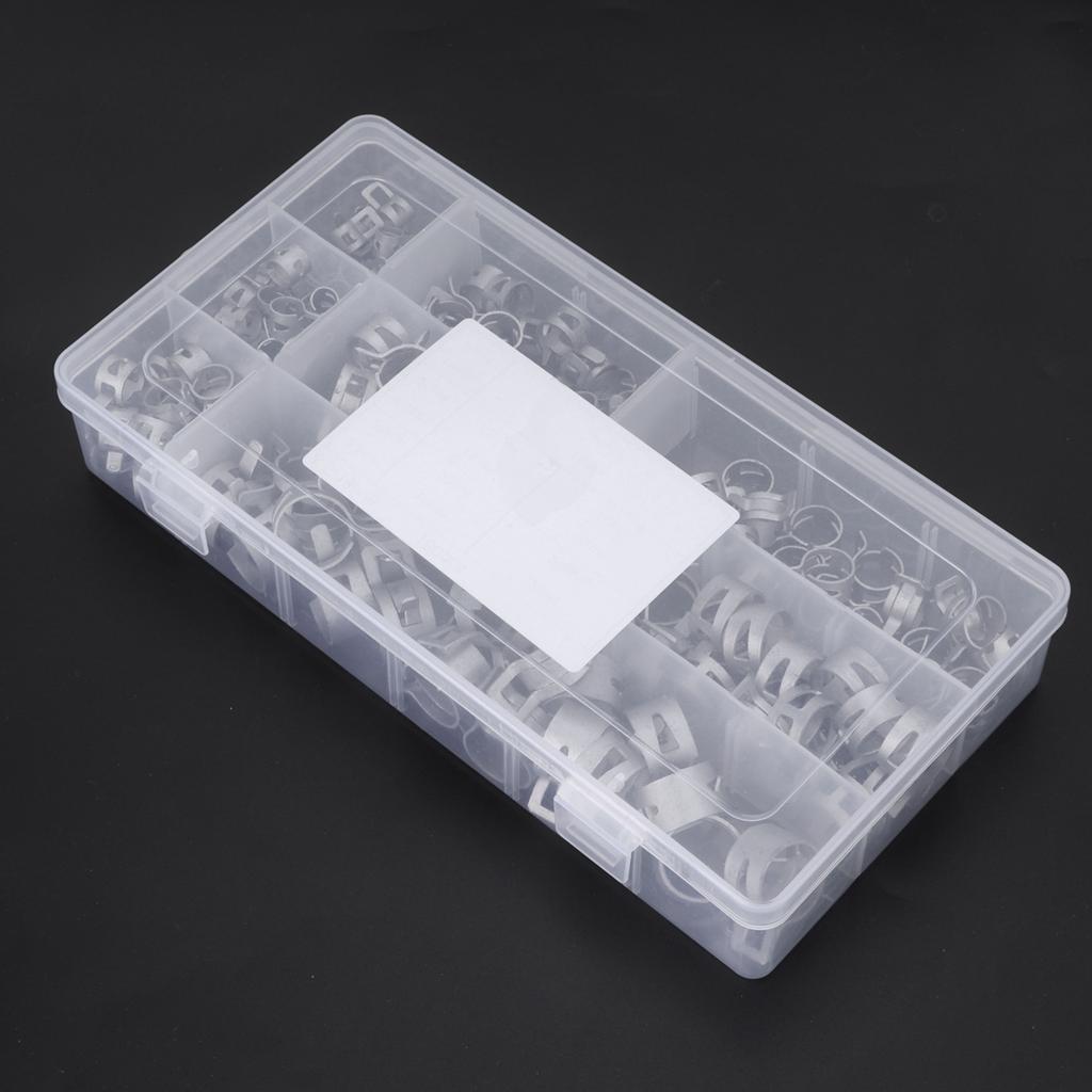 160Pcs Hose Clamps Silver 304 Stainless Steel Spring Clip for Fuel Diesel Petrol Pipe