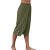 Women Cropped Pants Elastic Waist Pocket Straight Wide Leg Solid Color Daily Wear Thin High Waist Women Trousers Female Clothes