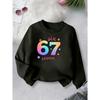Birthday Kids Sweatshirt Over 4Y Unisex Boys Girls Rainbow Gradient 67 SIX SEVEN Star Graphic Red Crewneck Soft Fleece Pullover For 4-12 Children