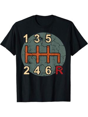 6 Speed Manual Transmission Gear Shift Pattern Car T-Shirt