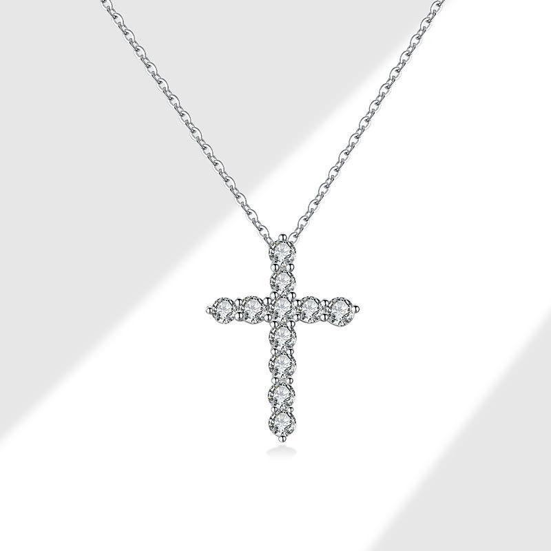 Heart Cross Zircon Pendant Necklace Delicate Clavicle Chain Fashionable Women Jewelry Accessory