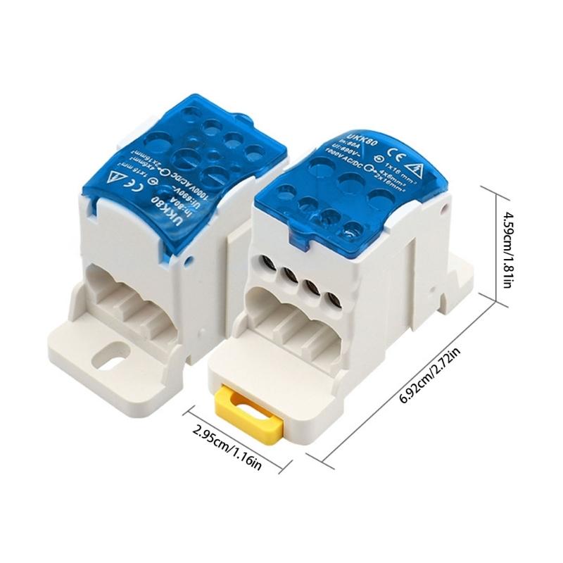 DIN Rail Mount Junction Box Terminals Block Brass Contacts Plastic Housing Industrial Electrical Distribution Solution