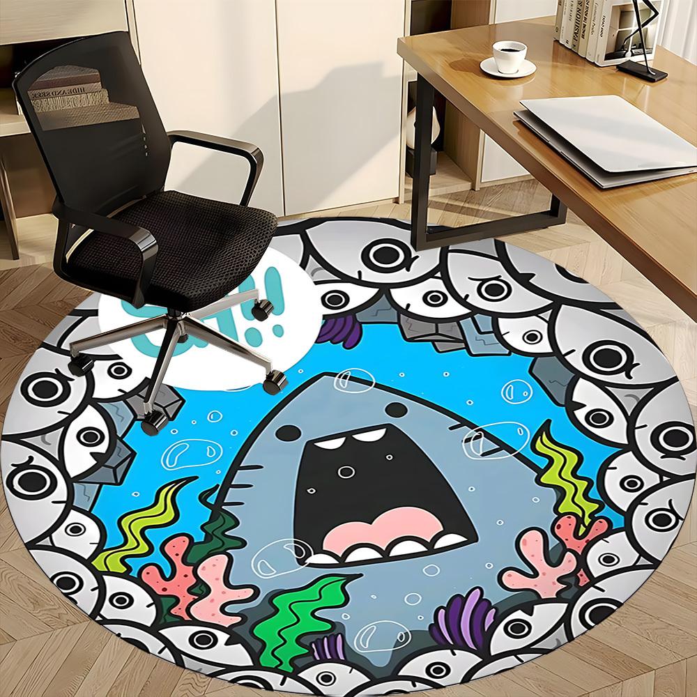 1pc Shark Eyes Office Round Area Rug, Indoor Mat Suitable ForOffice, Under Office Chairs Bedroom Living Room Home Decor, Room Deco,  n67