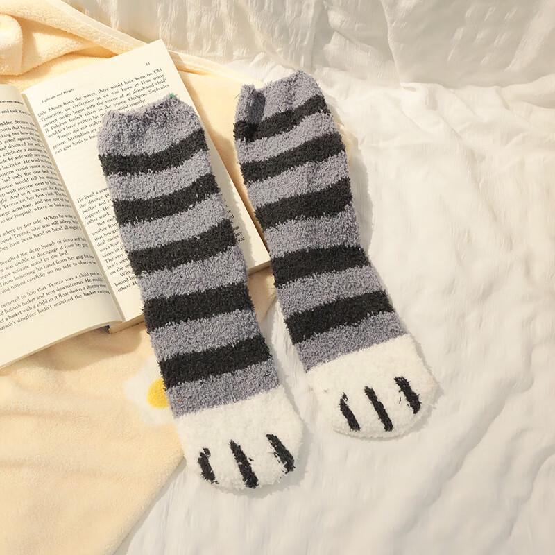 Women s Coral Fleece Cat Paw Socks