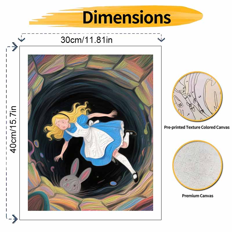 Disney Alice In Wonderland Rabbit Falling Oil Paint by Numbers Painting Kit Handmade Diy Home Decoration Gift