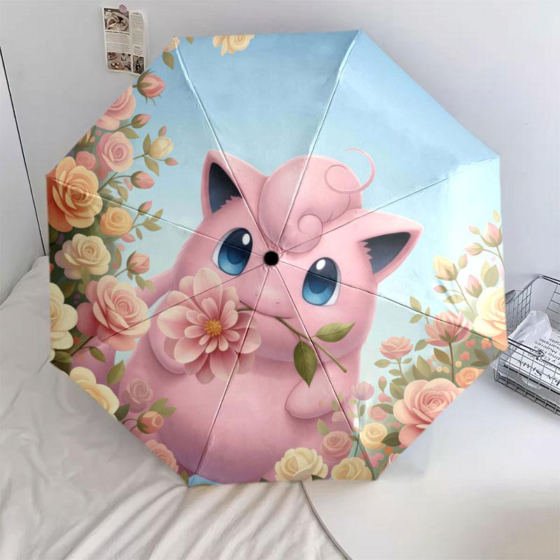 

Cute pet hold flower Pattern Pattern Style Umbrella, 1 Piece Automatic Folding Umbrella, Portable Travel Umbrella, Outdoor Umbrella, Birthday Gift