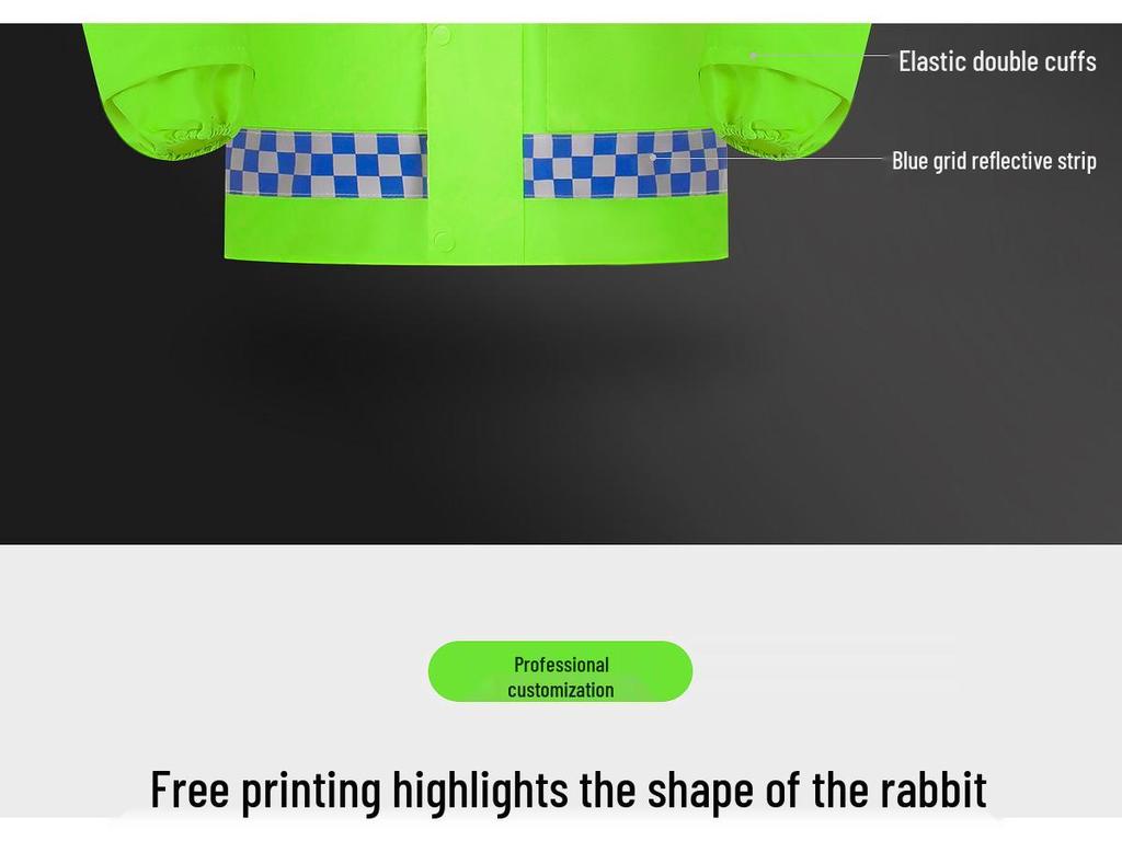 Unisex Reflective Raincoat and Pants Set for Motorcyclists and Delivery Riders - Waterproof and Split Design for Heavy Rain.