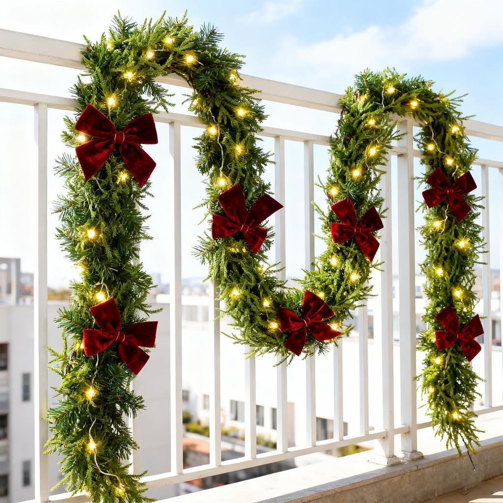 1.8m Christmas Rattan Garland Christmas Tree Accessories LED Lights Green Rattan