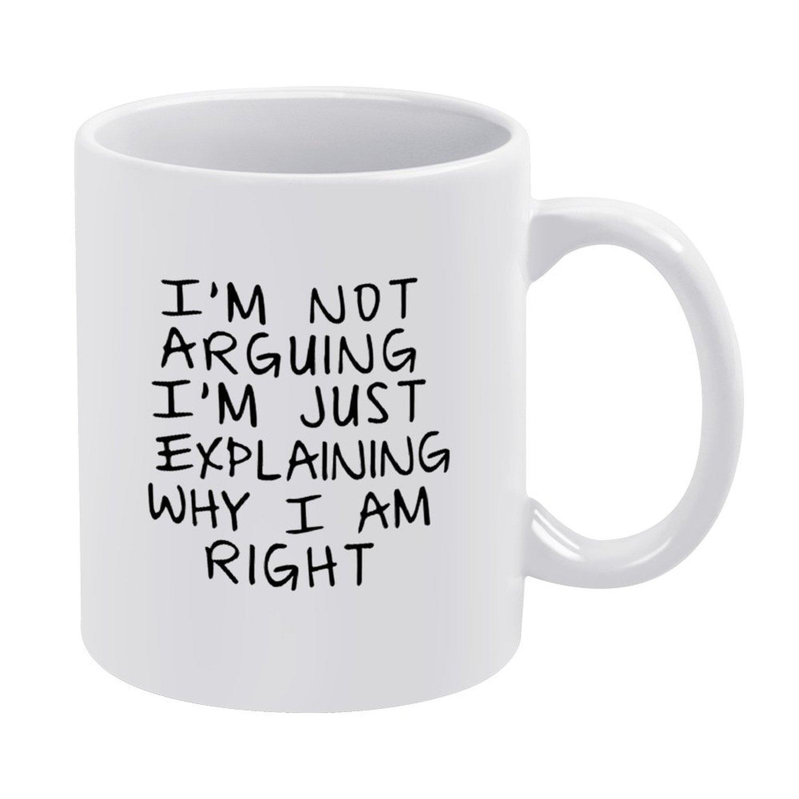 

1pc 11oz white ceramic mug, double-sided printed fun style, durable cup for morning coffee, smooth surface, dishwasher safe