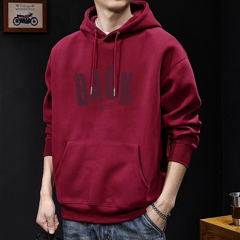 Men's Heavyweight Letter Print Hoodie - Autumn/Winter Thick Casual Jacket for Teens & Adults