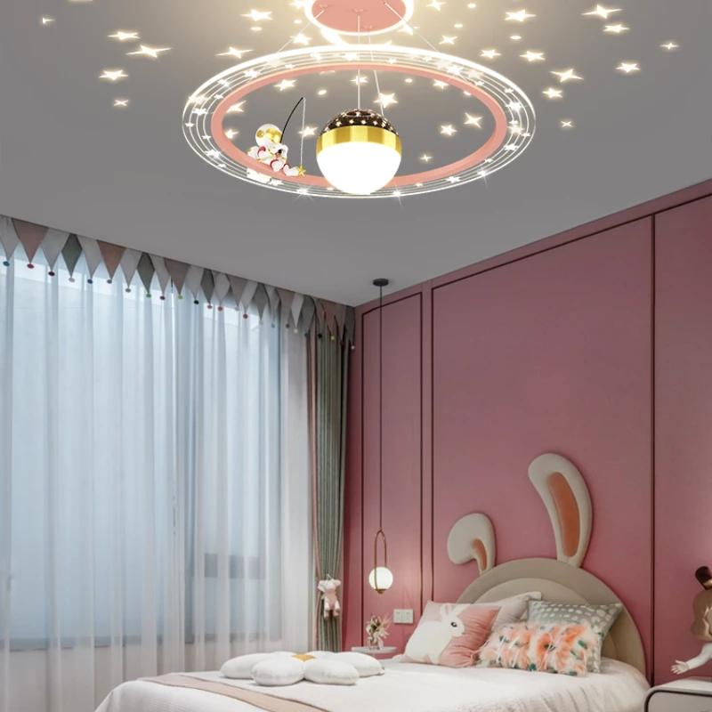 Children's room lamp simple modern star room light Nordic creative boy girl space astronaut bedroom chandelier