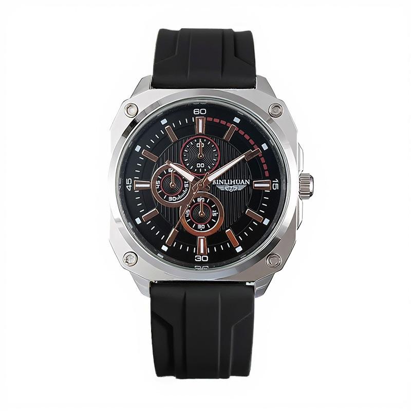 Herren-Sportuhr Lederarmband Uhr Quarz-Armbanduhr
