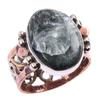 Natural Seraphinite Gemstone Handmade 925 Sterling Silver Two Tone Ring S.7 L4Y50