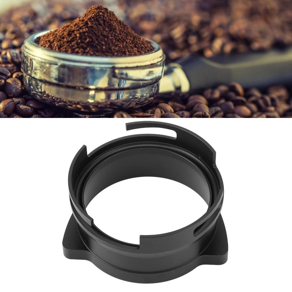 Aluminium Alloy Dosing Funnel Splash Proof Rotatable Dosing Ring Silver Black Coffee Dosing Ring Coffee Brewing