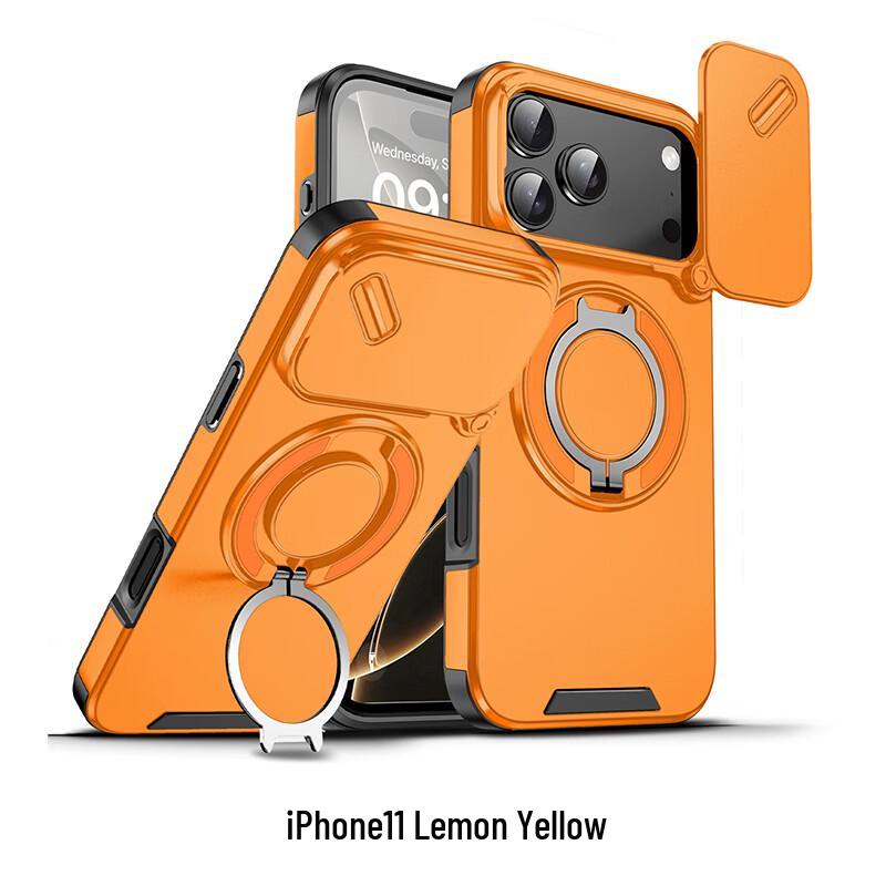 CAXITON iPhone 11 Magnetic Shockproof Case with Ring Stand & Lens Cover
