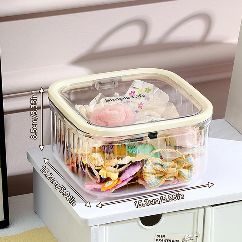 1ks Průhledný úložný box na šperky a vlasové doplňky Mini stolní odpadkový koš pro domácí použití