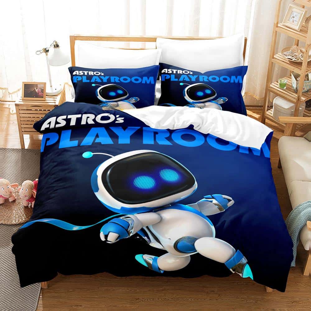 3D Print Anime Astro Bot Bedding Set Single Twin Full Queen King Size Duvet Cover Sets for Adult Kid Bedroom