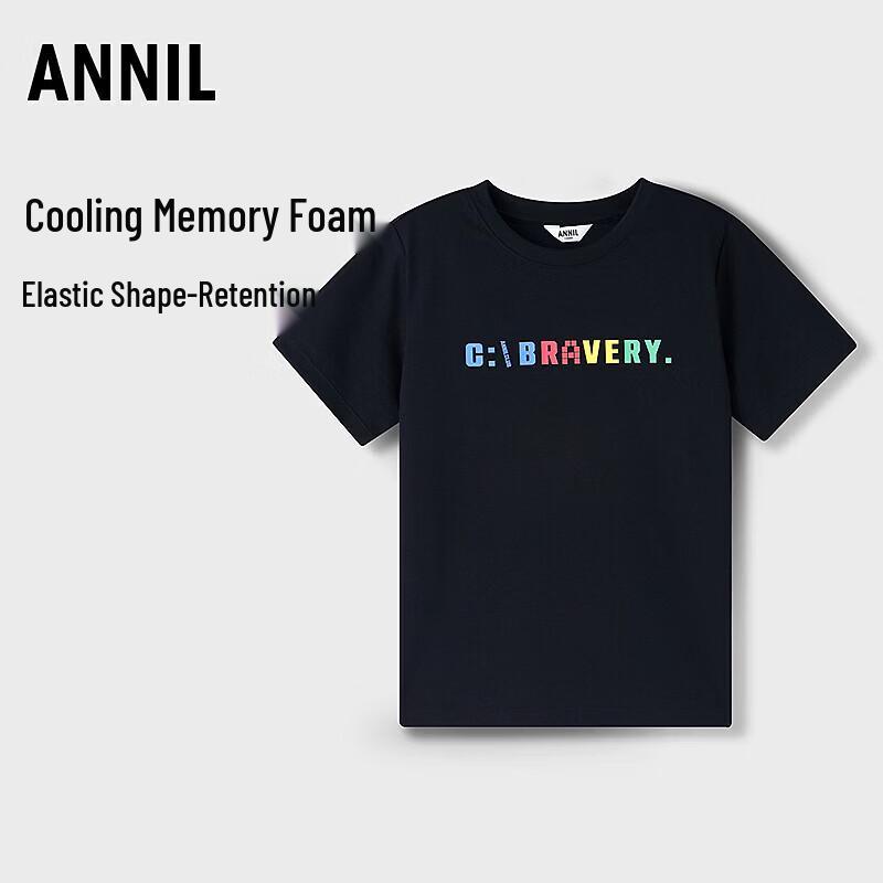 Annil Kids  Cartoon Breathable Round Neck Short Sleeve T-Shirt 130 чёрный