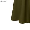 ZANZEA Women Round Neck Long Sleeve Loose Vintage Long Dress