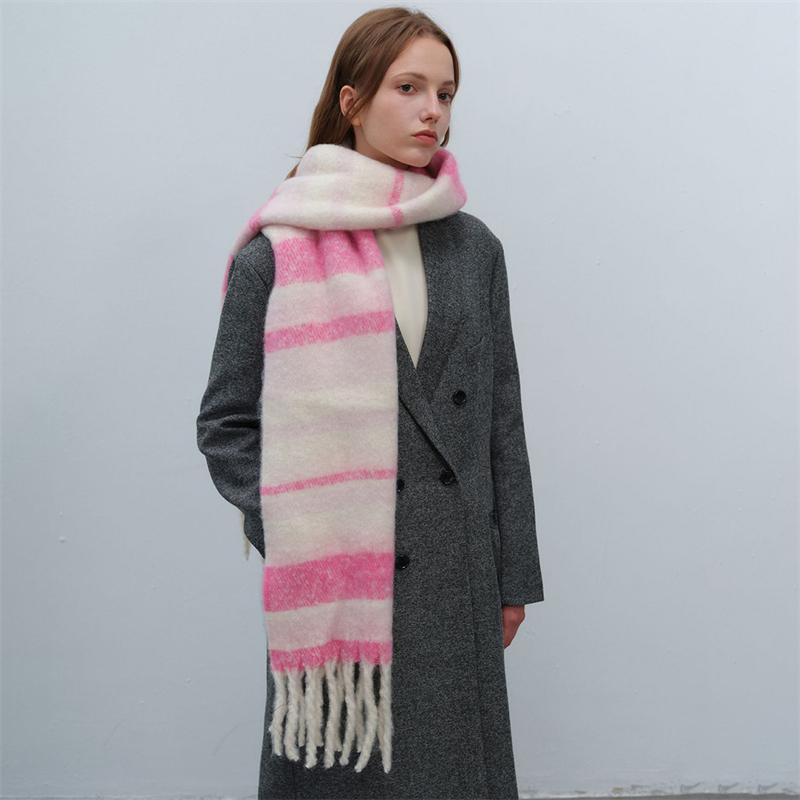 Cashmere Feeling Plaid Scarf Women Winter Thicken Warm Big Shawl Pashmina Tassel Scarves Soft Blanket Bandana Thick Muffler