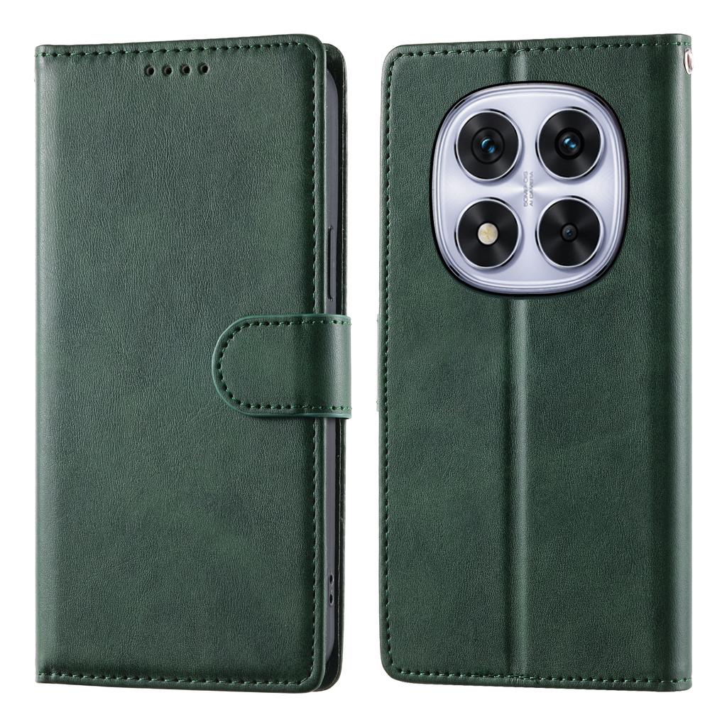 For Xiaomi Redmi Note 14 Pro 5G/Note 14 Pro+ 5G Case Stand Wallet Calf Texture PU Leather Flip Phone Cover with Wrist Strap